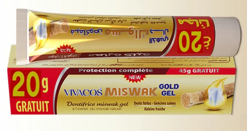 Dentifrice MISWAK GOLD Gel 
75g  (55 + 20g)