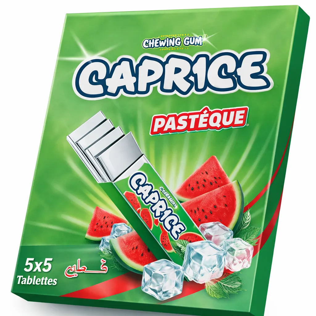 CAPRICE Chewing Gum PASTEQUE 5 paquets de 5 Tablettes