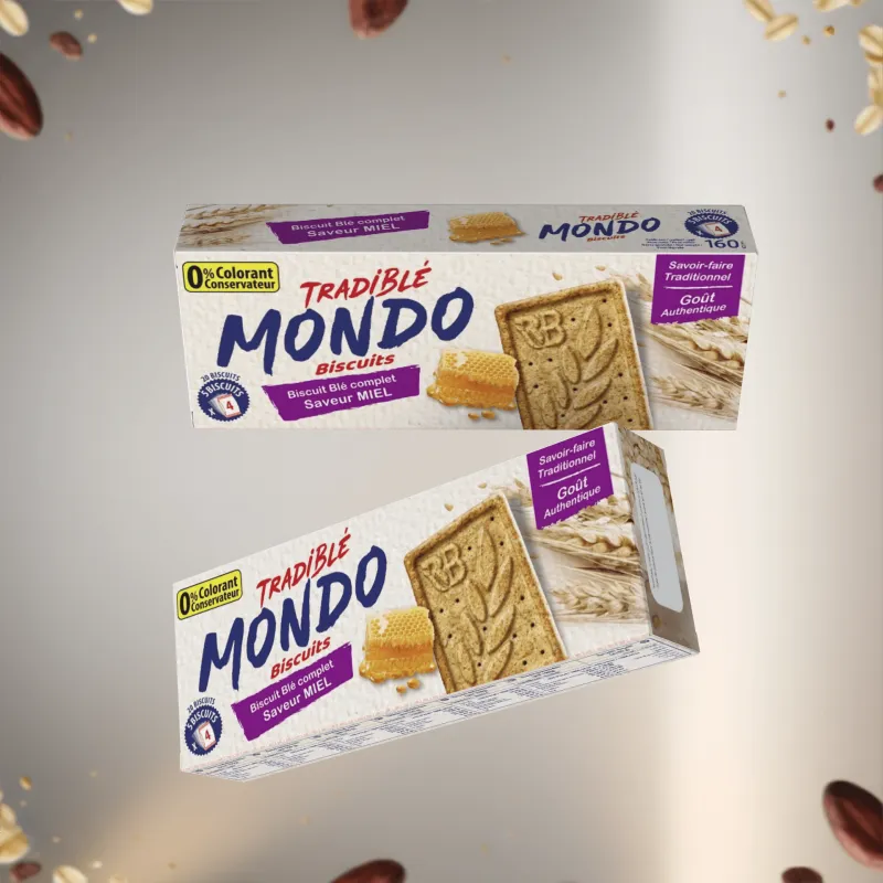 MONDO Biscuits Blé COMPLET Saveur MIEL 160g