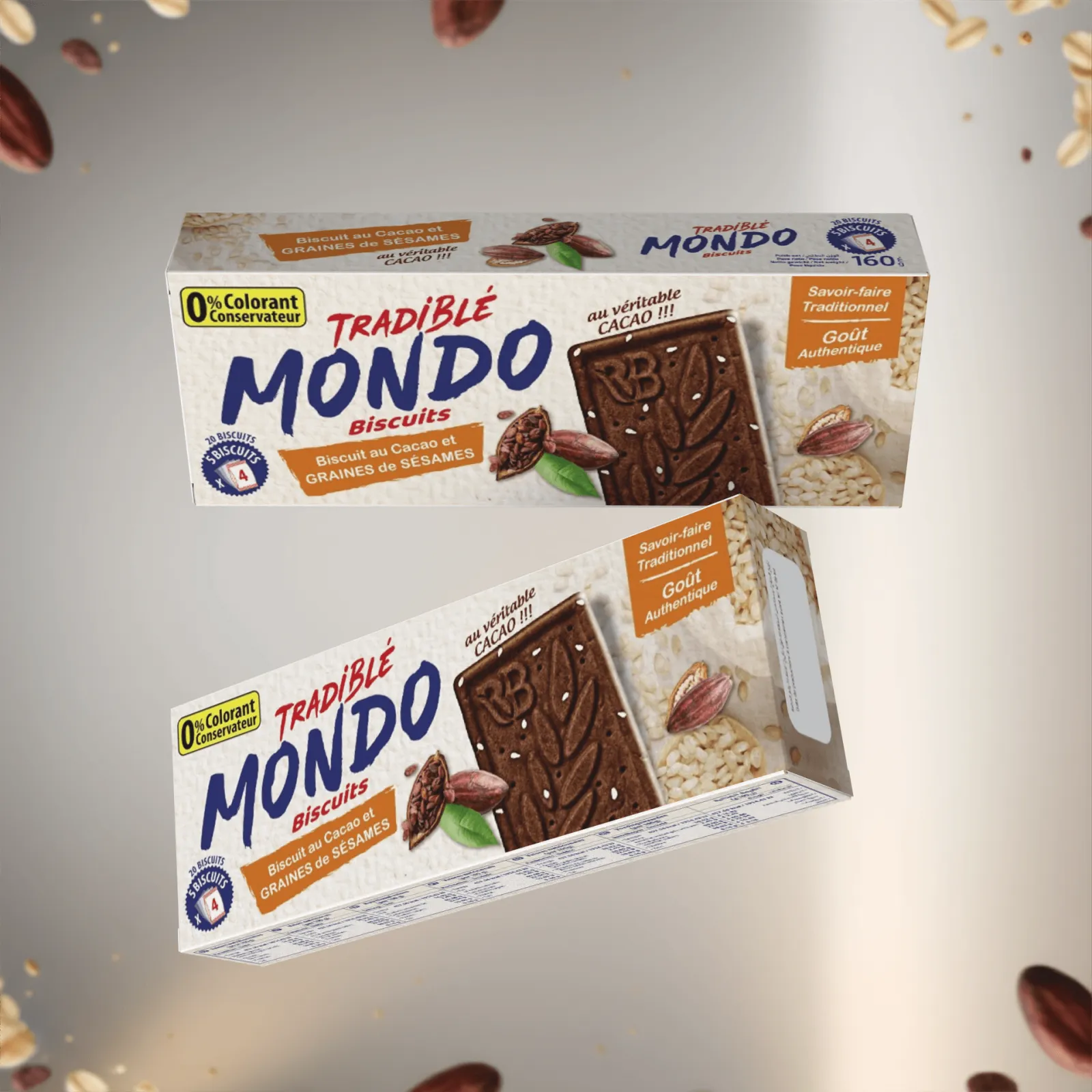 MONDO Biscuits CACAO et Graines de Sésame 130G