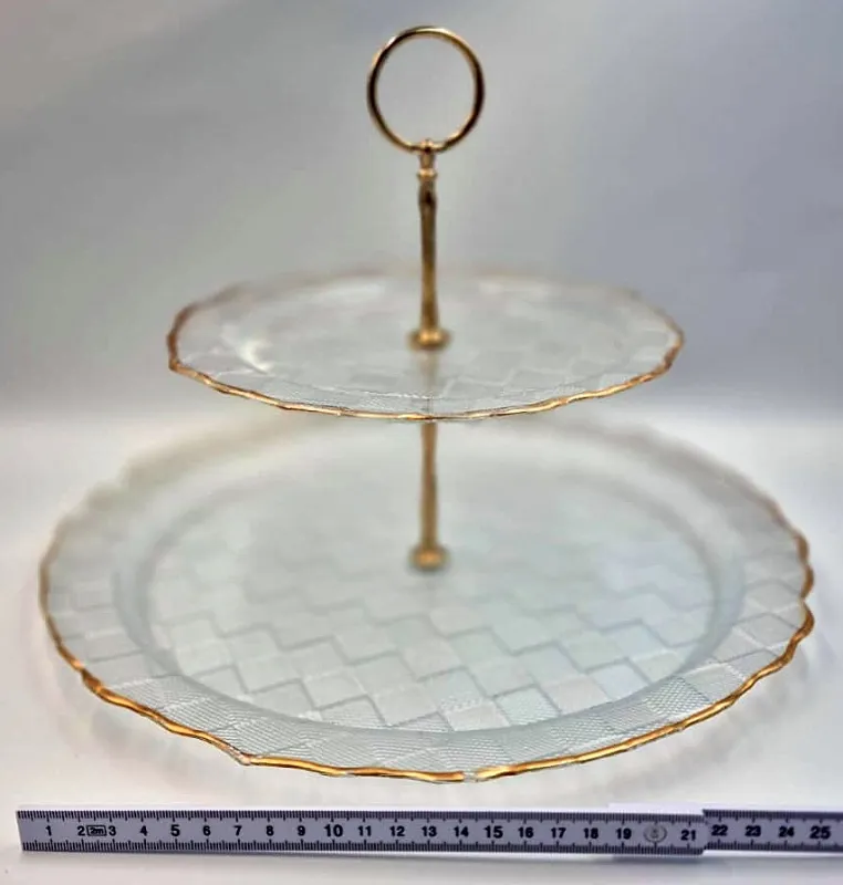 Serviteur 2 étages en VERRE (Tiges METAL)