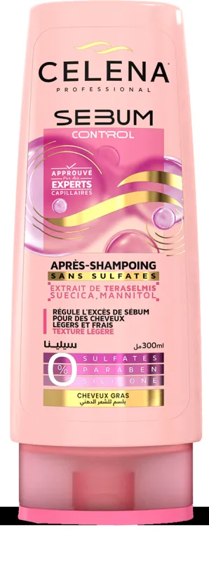 APRES SHAMP 280mL CELENA CHEVEUX GRAS
SANS SULFATES
